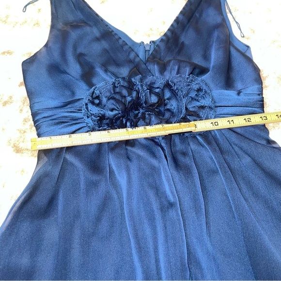 Adrianna Papell dress Navy blue Chiffon Layered Rosette Cocktail Evening SZ 4 - Picture 7 of 11